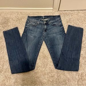 7 For All Mankind Womens Roxanne Dark Blue Wash Skinny Denim Jeans 25